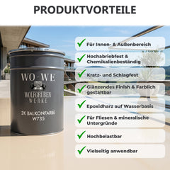 Peinture EPOXY Antidérapante W735 Etanchéité de TERRASSE SOL Extérieur béton