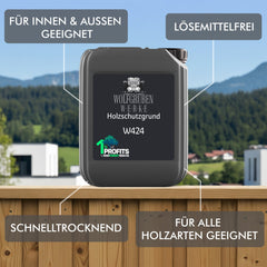 Holzgrundierung Grundierung für Holz innen & außen lösemittelfrei atmungsaktiv W424 5 - 10L - WO - WE.SHOP