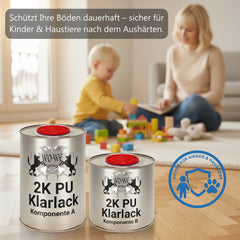 2K PU Klarlack Holzlack PUR Lack Treppenlack Parkettlack Seidenglänzend/Matt W726 1,5 - 7,5Kg - WO - WE.SHOP