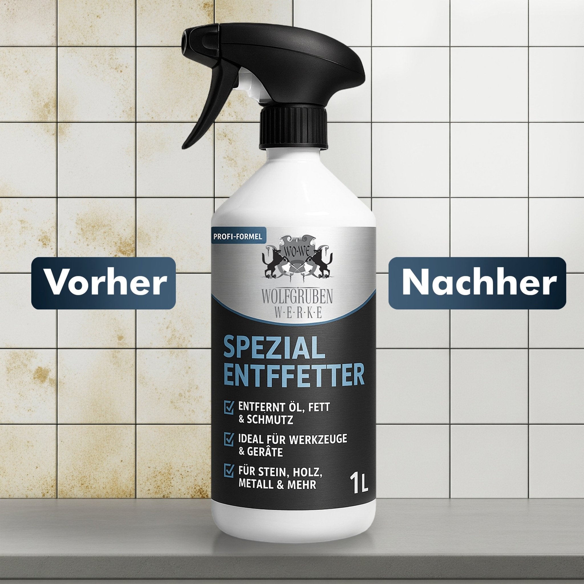 Spezial Entfetter Spray - Fettlöser für Küche, Grill, Fliesen, Möbel W815 - 1L - WO - WE.SHOP