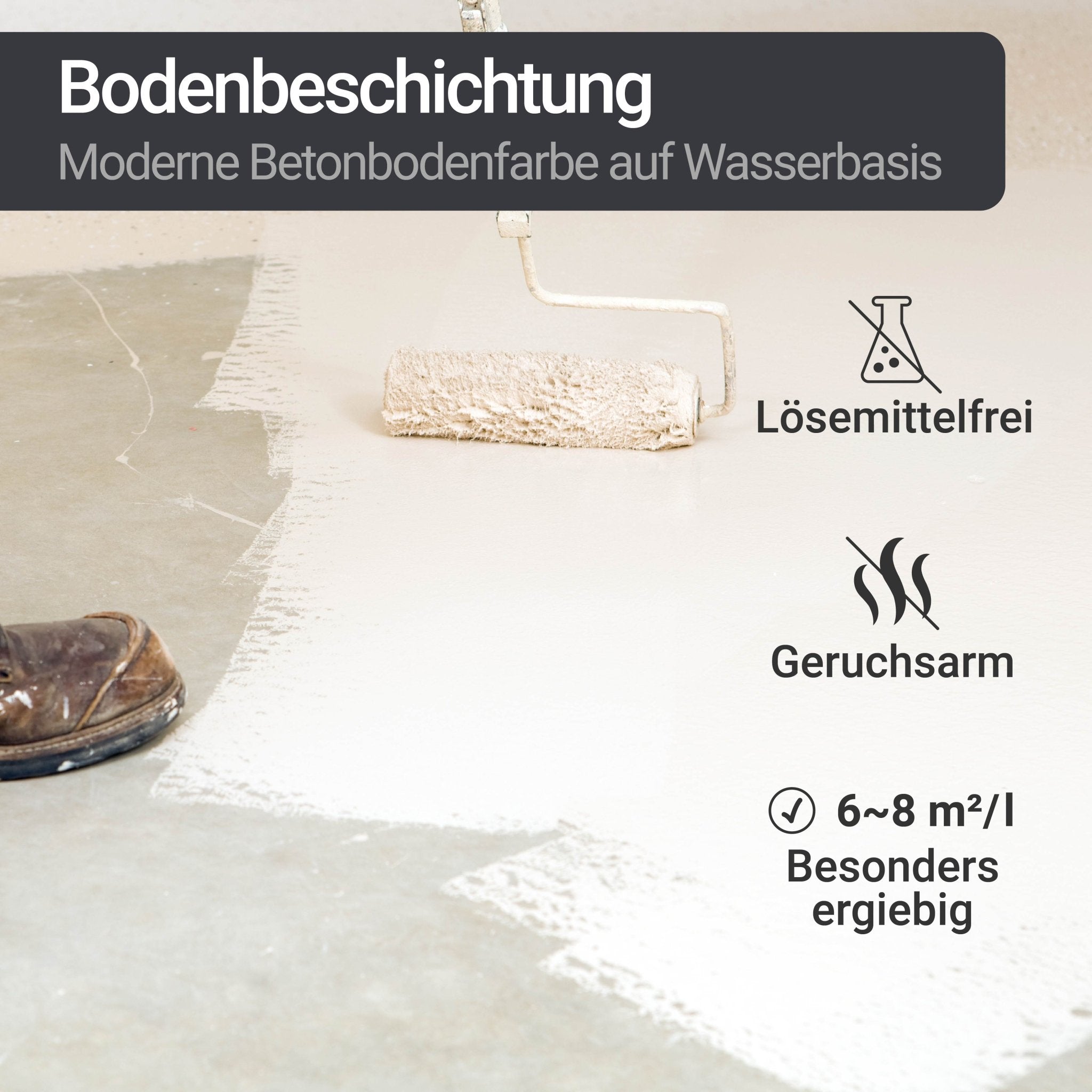 Betonfarbe Bodenfarbe Bodenbeschichtung Fußbodenfarbe Kellerfarbe W700 MATT 0.75 - 10L - WO - WE.SHOP