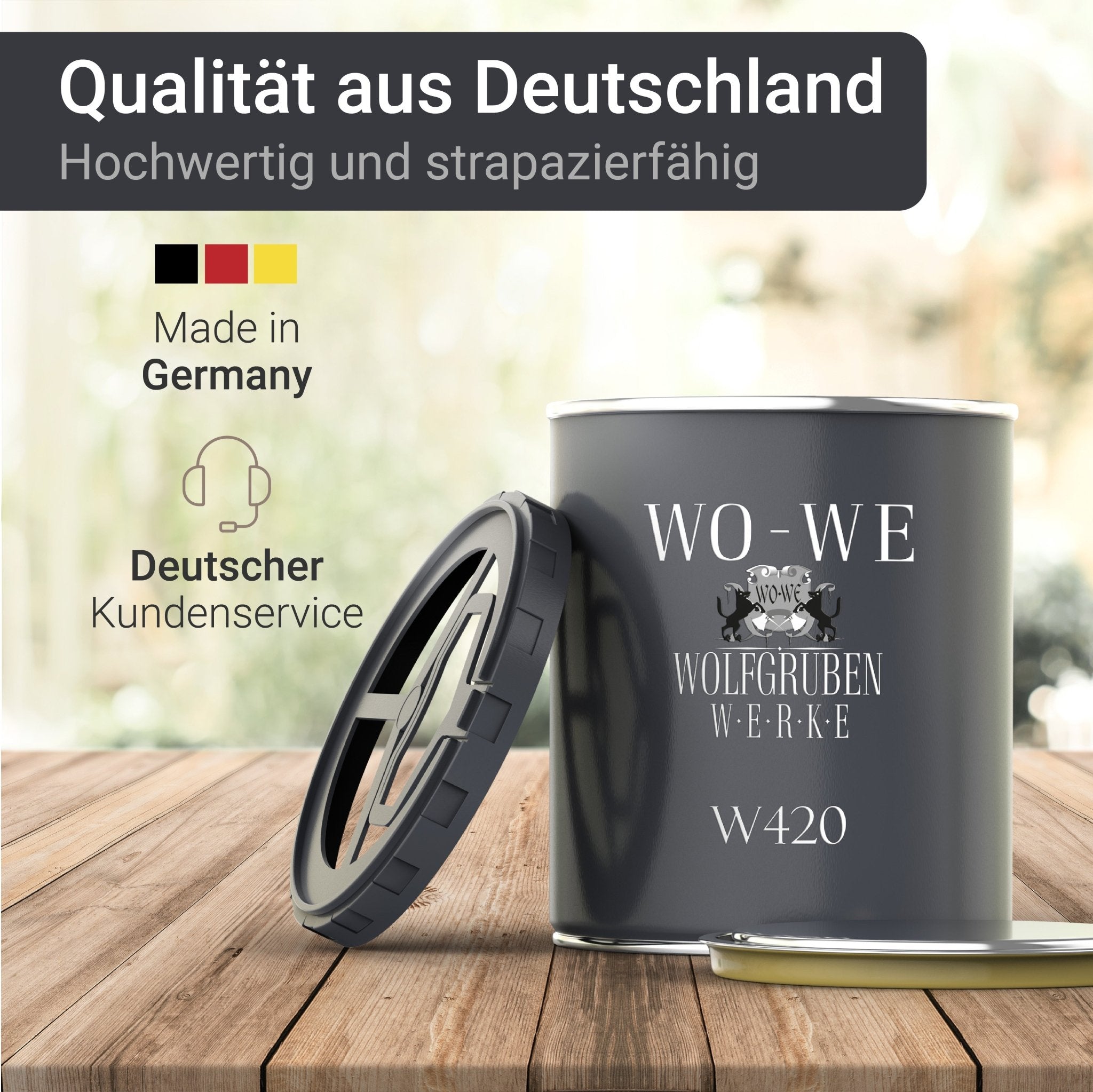 Holzfarbe Holzlack Holzanstrich Holzbeschichtung Wetterschutzfarbe Holz W420 - 2,5L - 20L - WO - WE.SHOP