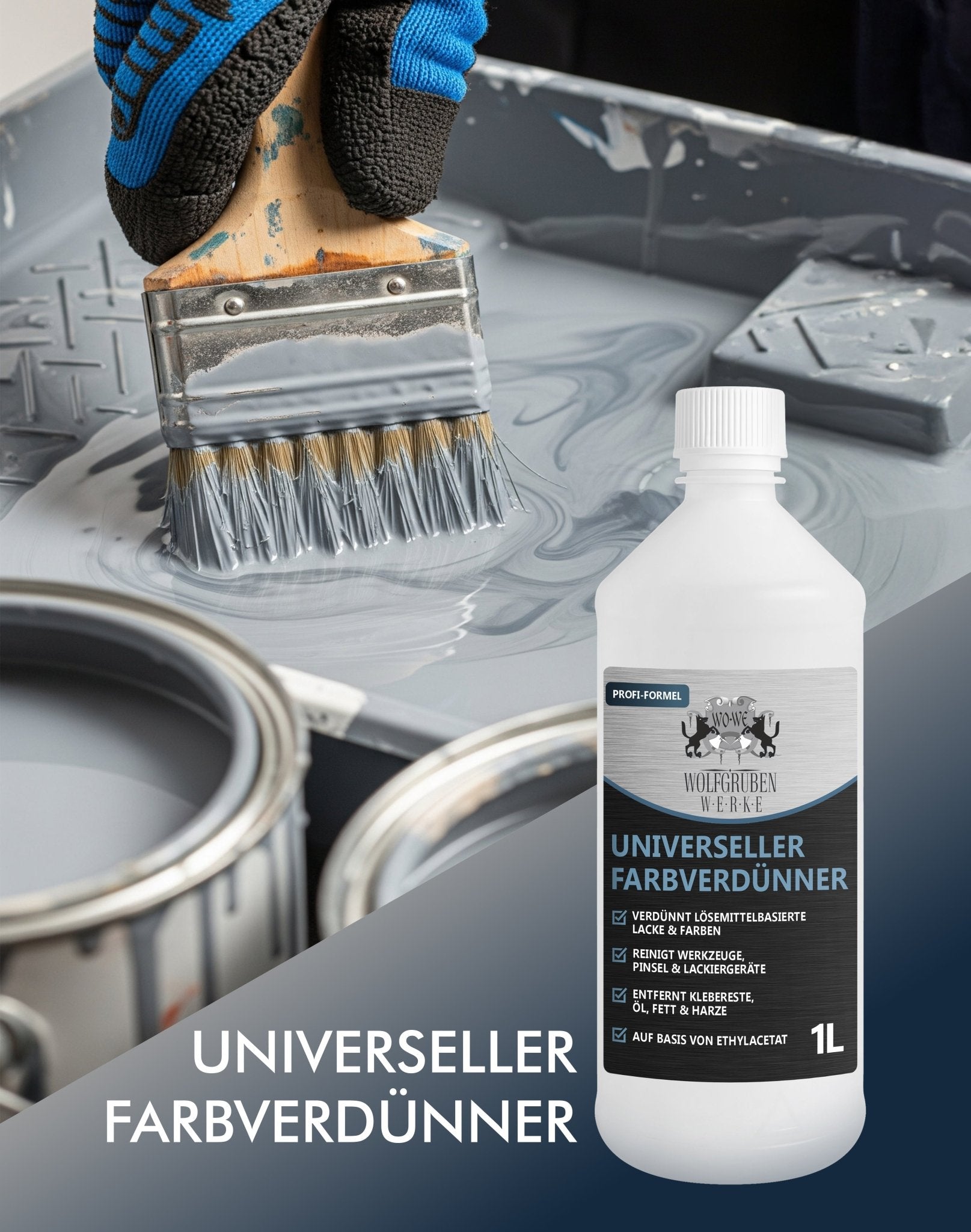 Universeller Farbverdünner Spezialverdünnung Lackverdünner Pinselreiniger W910 – 1L - WO - WE.SHOP