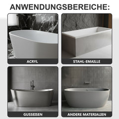 Kit complet peinture pour baignoire W710 – Set de rénovation avec dégraissant et accessoires – Pour baignoires, receveurs de douche et lavabos