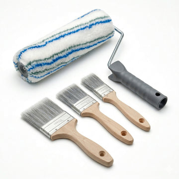Kit de peinture professionnel : rouleau de 27 cm + 3 pinceaux (35/50/70 mm) pour peinture murale, vernis, usage intérieur et extérieur