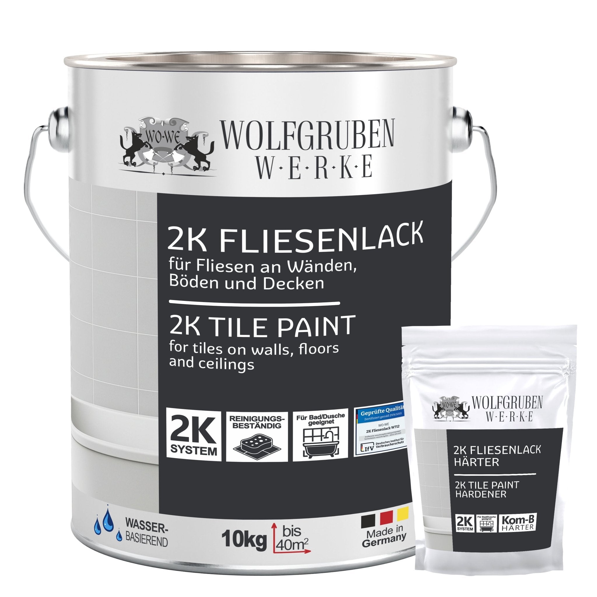 2K Fliesenlack Fliesenfarbe Bodenfliesen Farbauswahl Glänzend W712 2,5 - 20Kg - WO - WE.SHOP